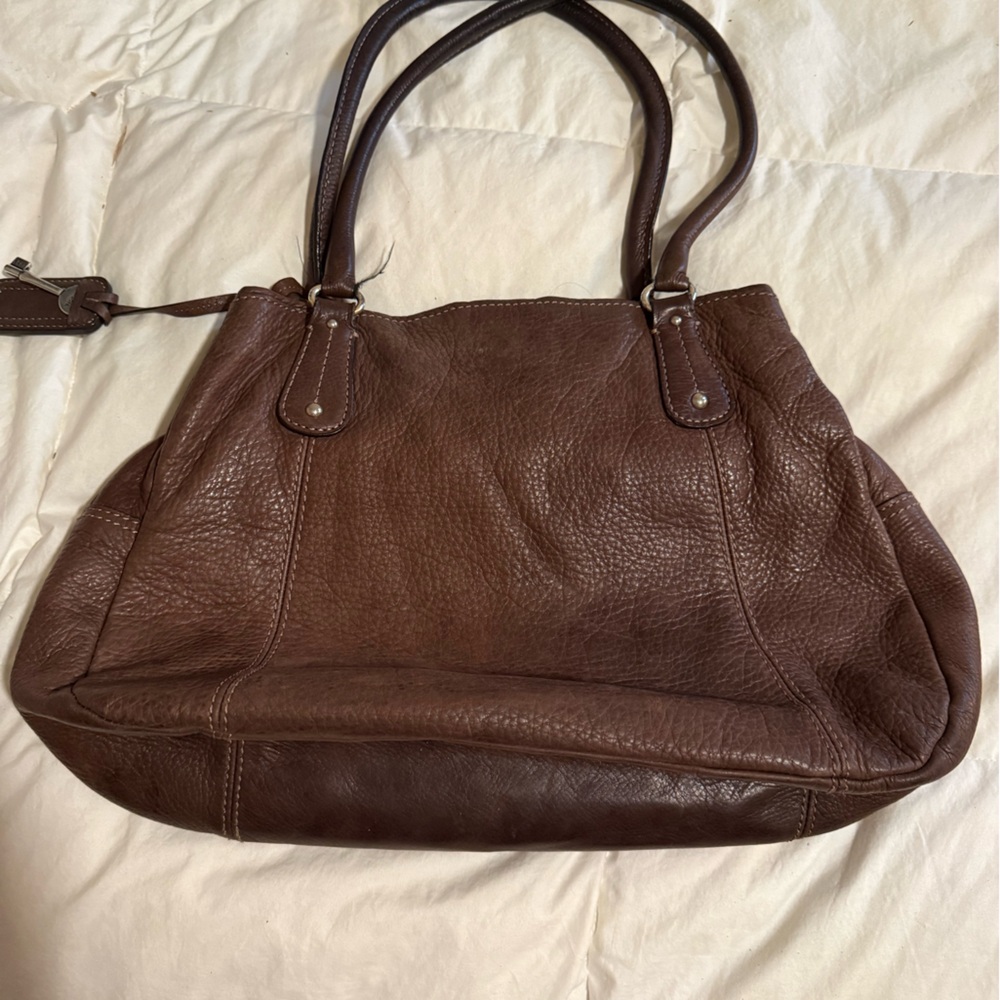 Fossil Brown Leather Keychain